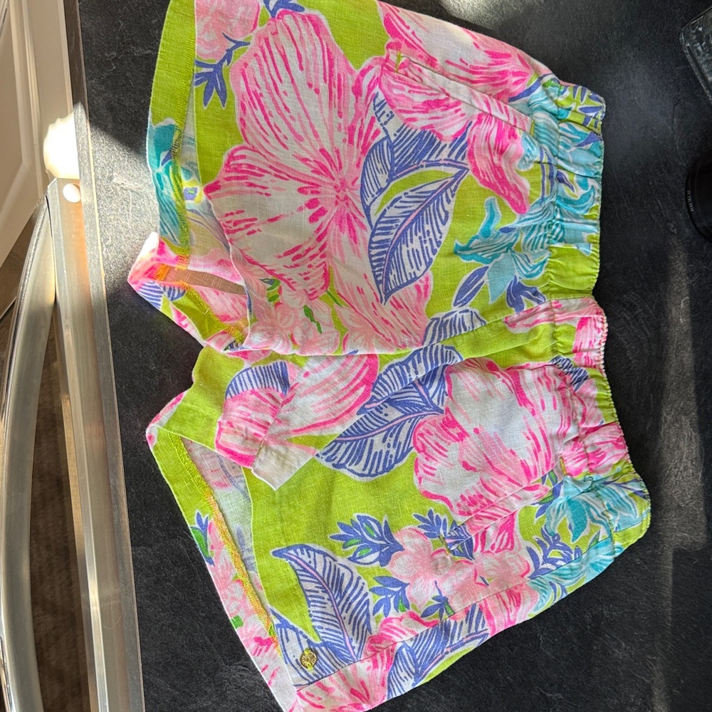 Lilly Pulitzer Pink and Green Floral Shorts